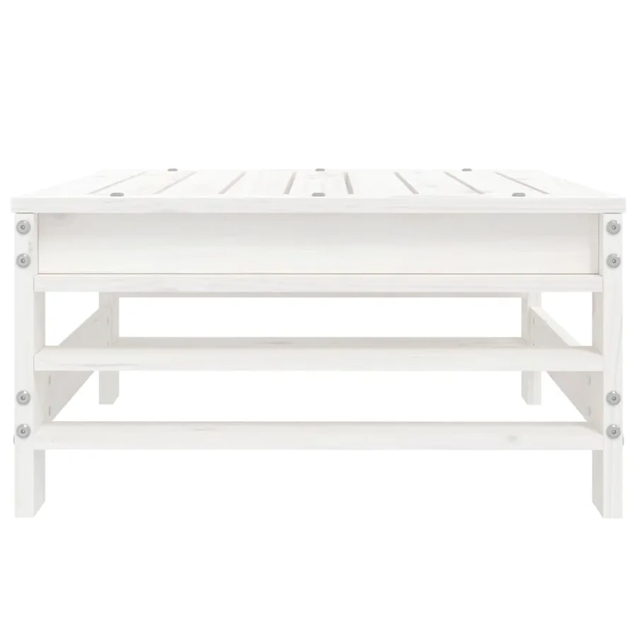 Repose-pied de jardin blanc bois de pin massif - 5
