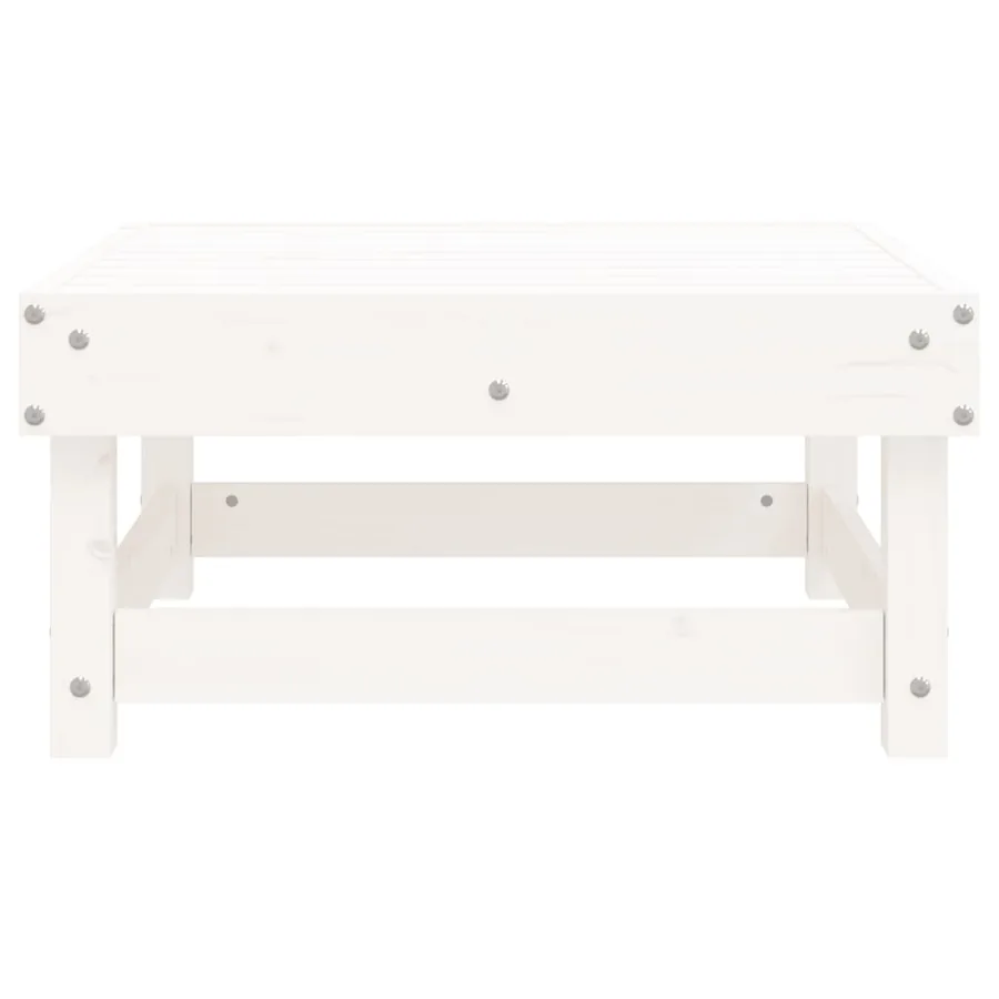 Repose-pied de jardin blanc bois de pin massif - 4