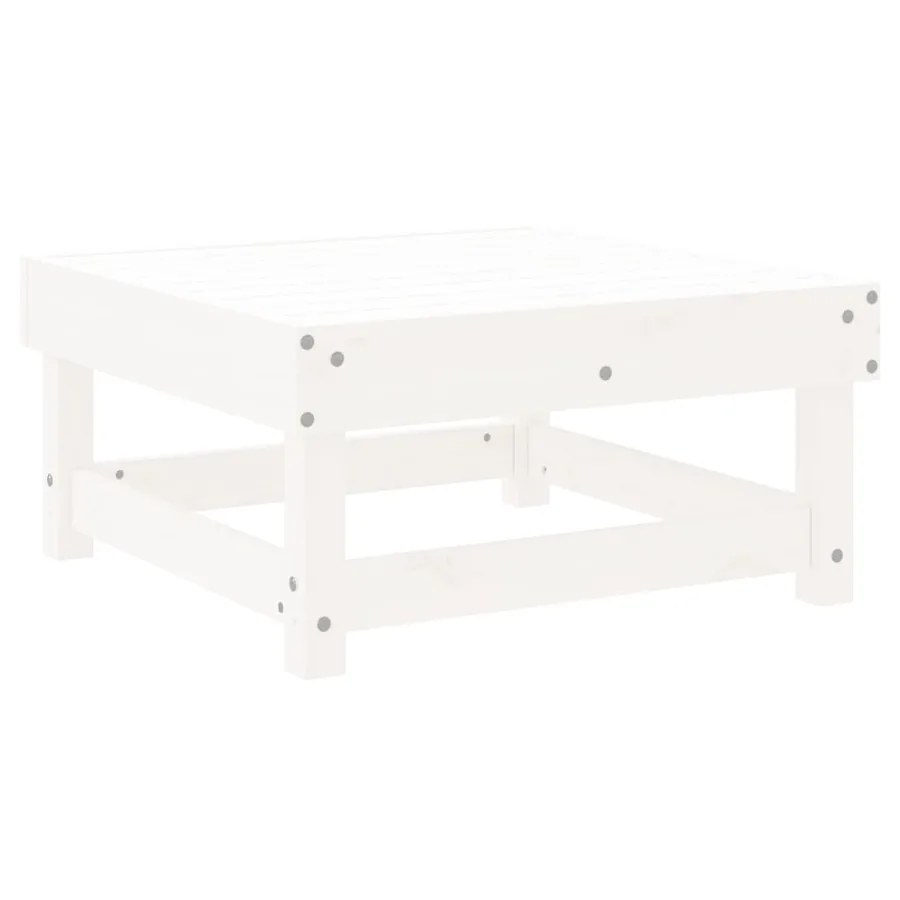 Repose-pied de jardin blanc bois de pin massif - 5