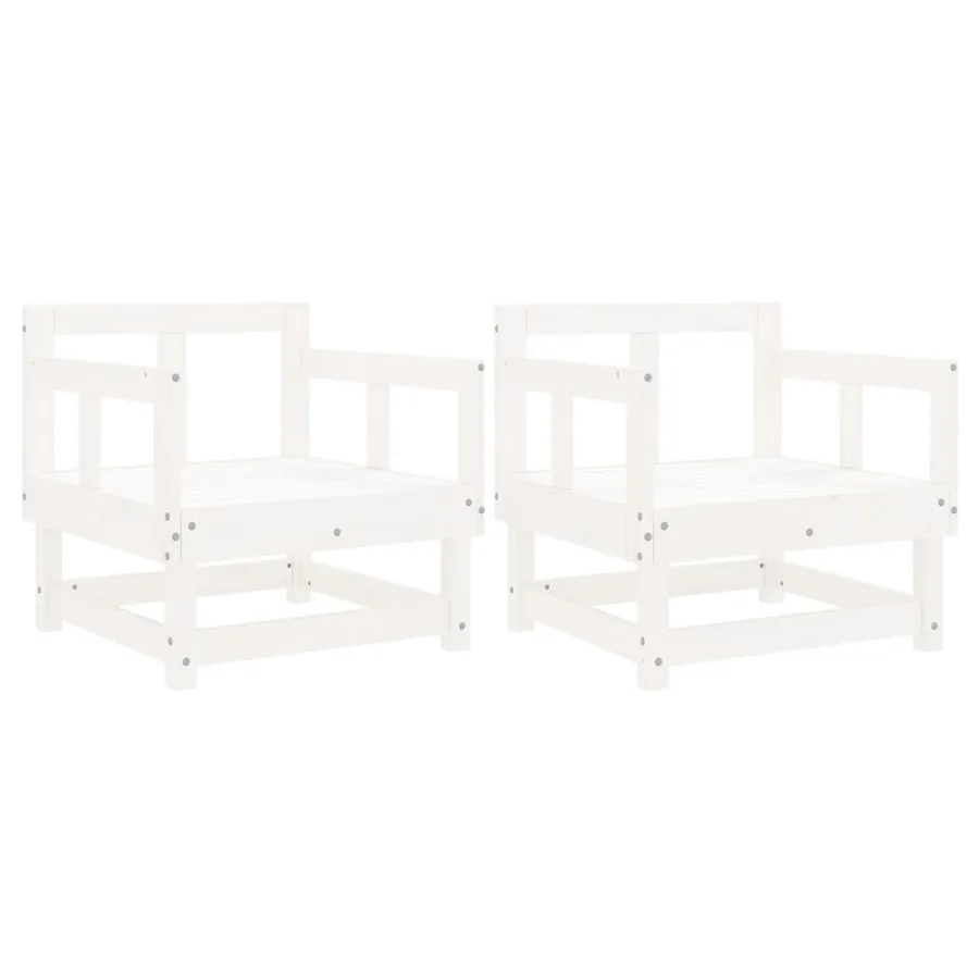 Chaises de jardin lot de 2 blanc bois massif de pin - 2
