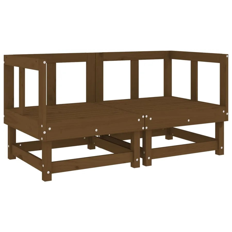 Canapés d'angle de jardin 2 pcs marron miel bois de pin solide - 2