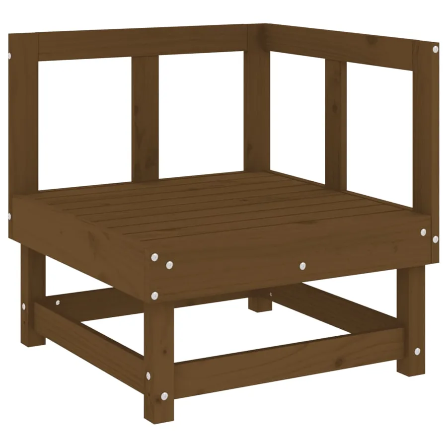 Canapés d'angle de jardin 2 pcs marron miel bois de pin solide - 3
