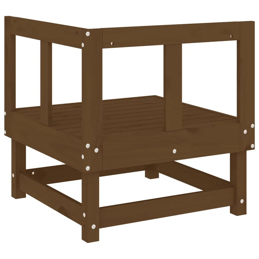Canapés d'angle de jardin 2 pcs marron miel bois de pin solide - 5