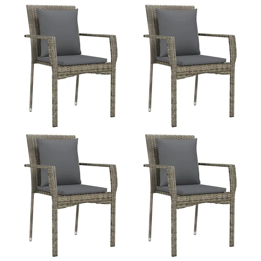 Ensemble à manger de jardin coussins 5 pcs noir et gris - 4