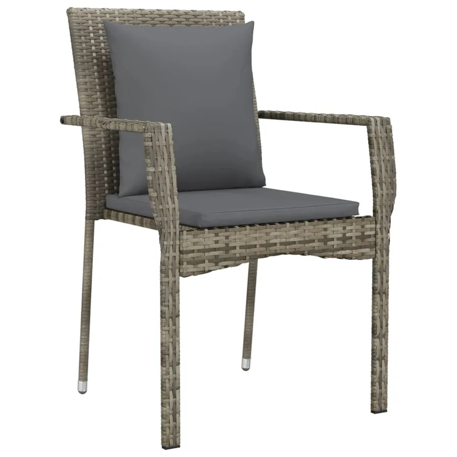 Ensemble à manger de jardin coussins 5 pcs noir et gris - 5
