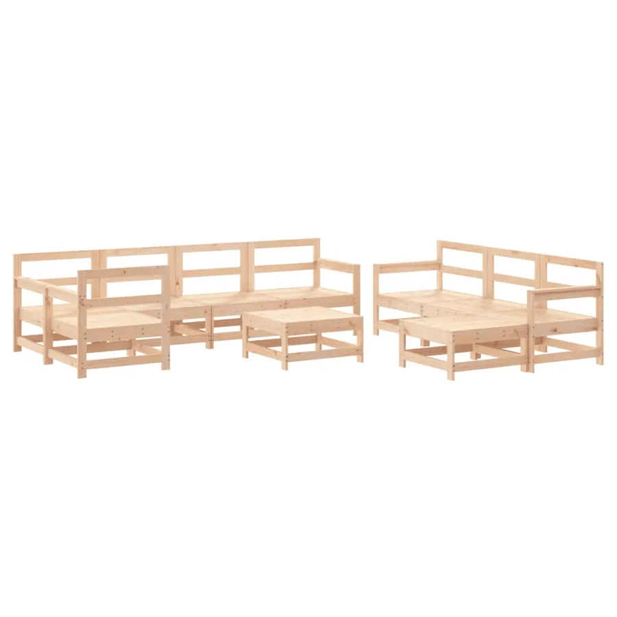 Salon de jardin 10 pcs Bois de pin massif - 2