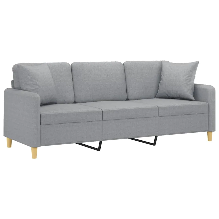 Canapé 3 places avec oreillers gris clair 180 cm tissu - 3