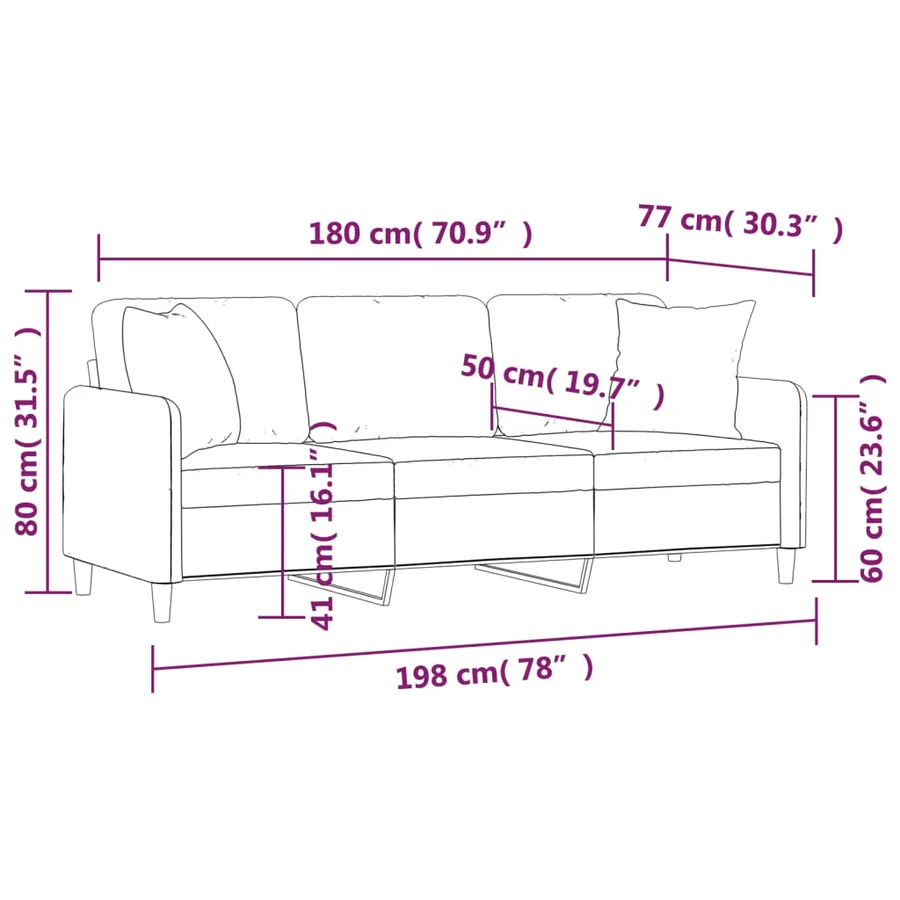 Canapé 3 places avec oreillers gris clair 180 cm tissu - 8