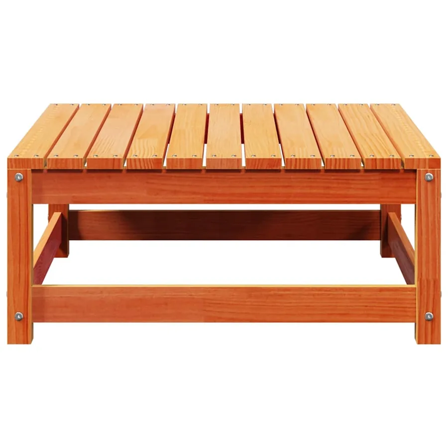 Repose-pied de jardin cire marron 70x70x30cm bois de pin massif - 5