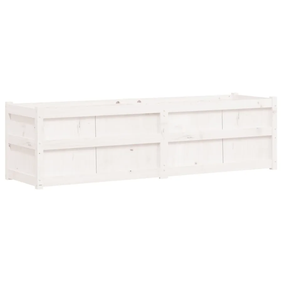 Jardinière blanc 180x50x50 cm bois de pin massif - 2