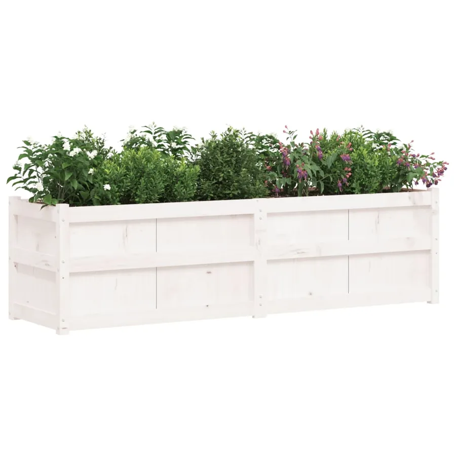 Jardinière blanc 180x50x50 cm bois de pin massif - 4