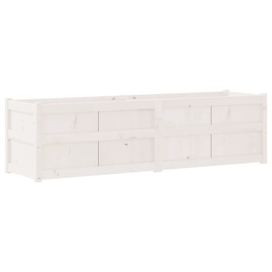 Jardinière blanc 180x50x50 cm bois de pin massif - 7