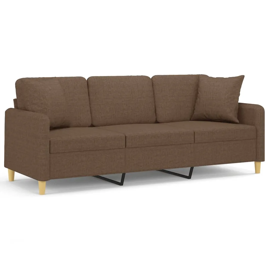 Canapé 3 places avec oreillers décoratifs marron 180 cm tissu - 2