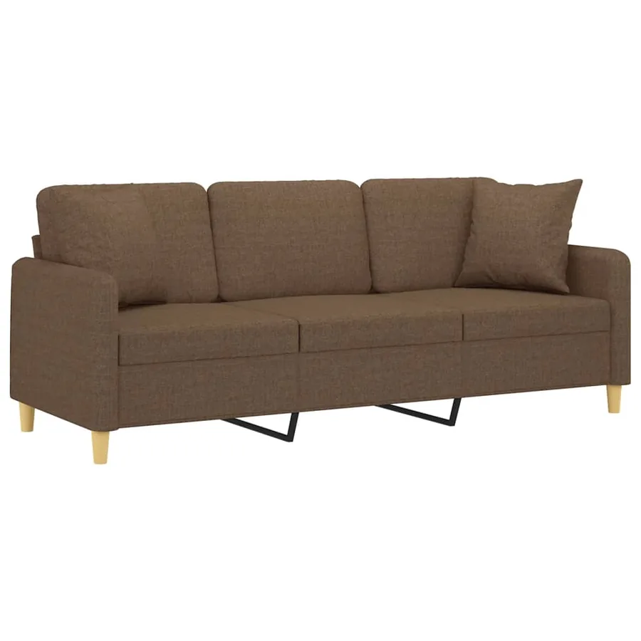 Canapé 3 places avec oreillers décoratifs marron 180 cm tissu - 3