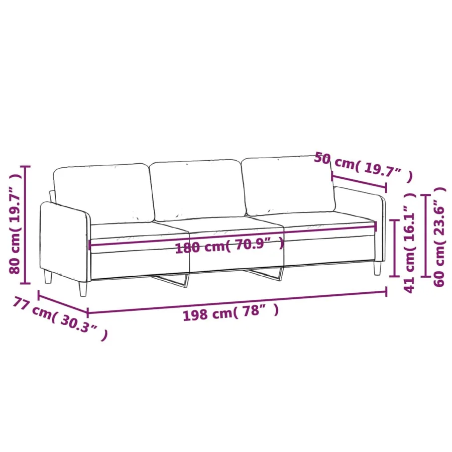Canapé à 3 places Marron 180 cm Tissu - 8