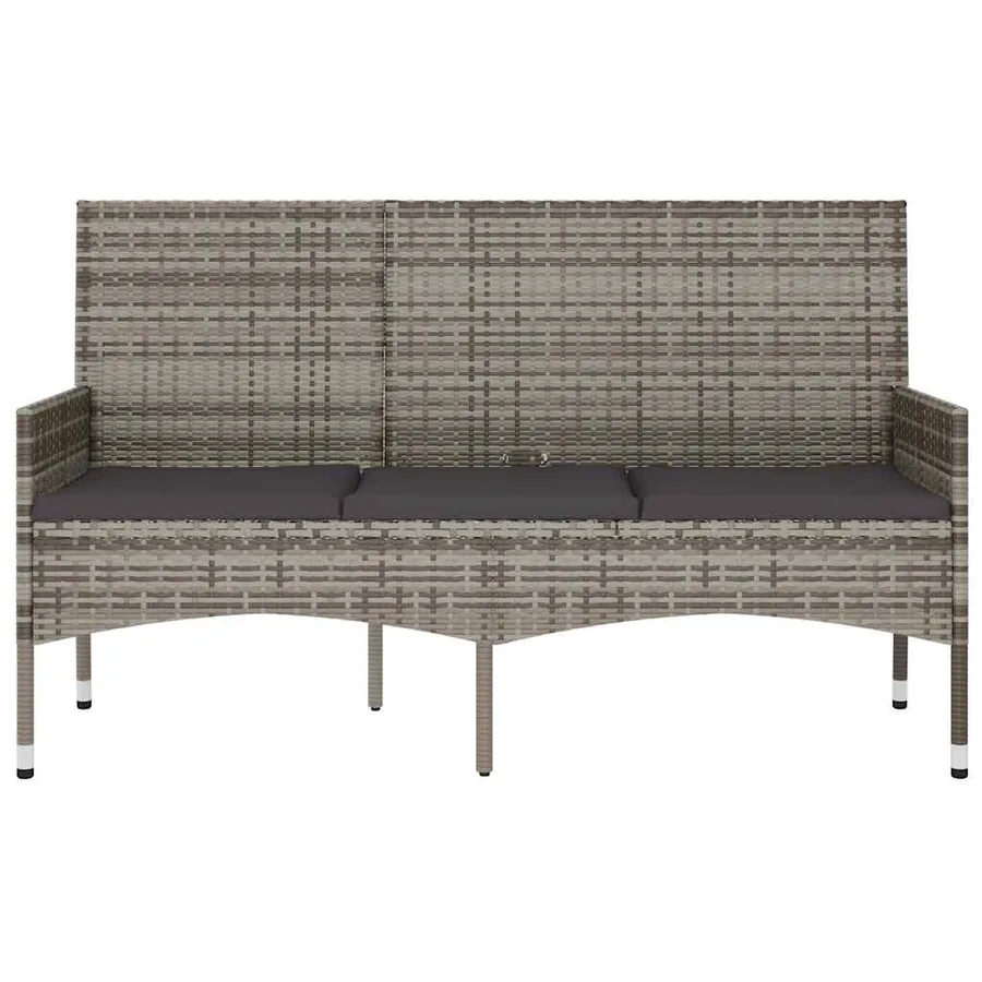 Banc de jardin à 3 places avec coussins Gris Résine tressée - 3