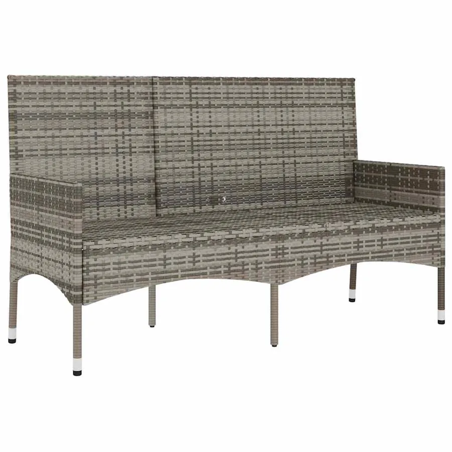 Banc de jardin à 3 places avec coussins Gris Résine tressée - 4