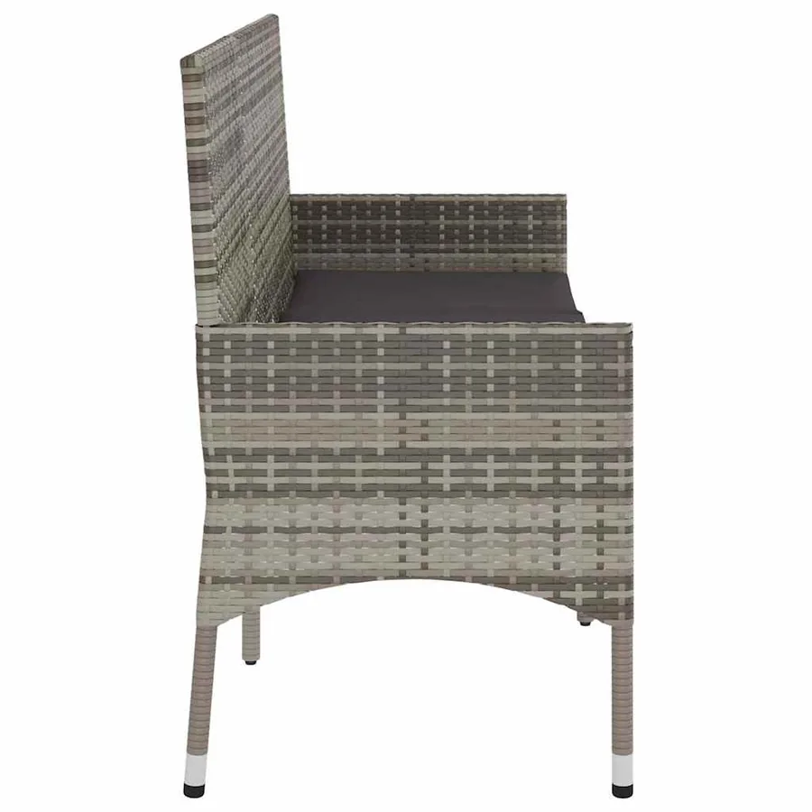 Banc de jardin à 3 places avec coussins Gris Résine tressée - 5