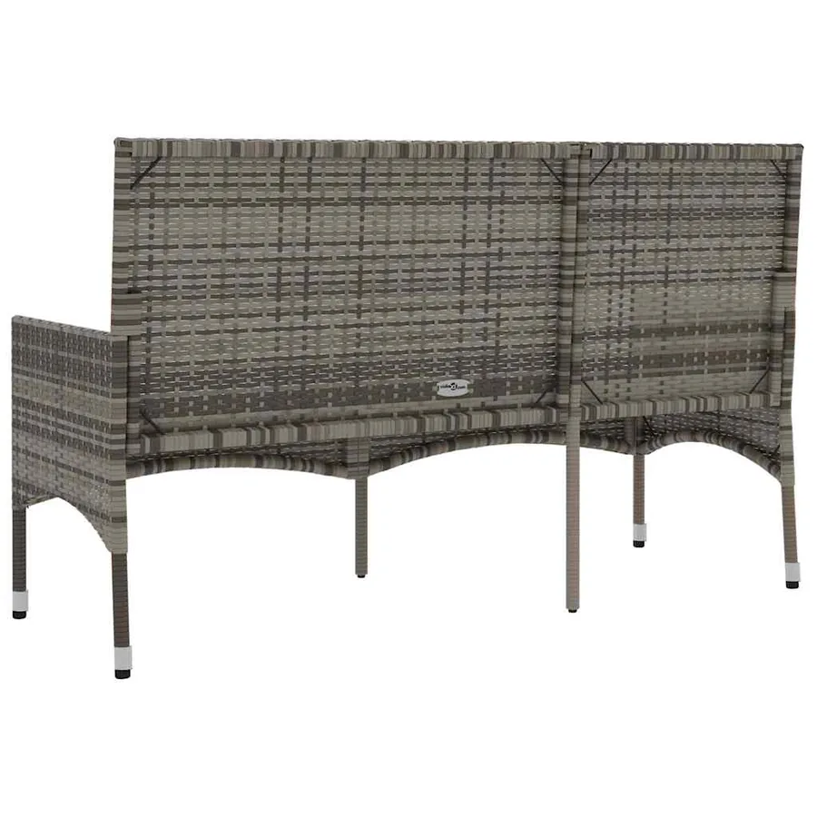 Banc de jardin à 3 places avec coussins Gris Résine tressée - 6