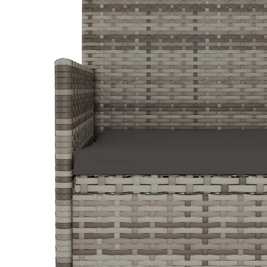 Banc de jardin à 3 places avec coussins Gris Résine tressée - 7