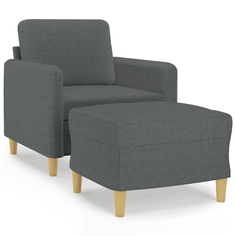 Fauteuil avec repose-pied Gris foncé 60 cm Tissu - 2
