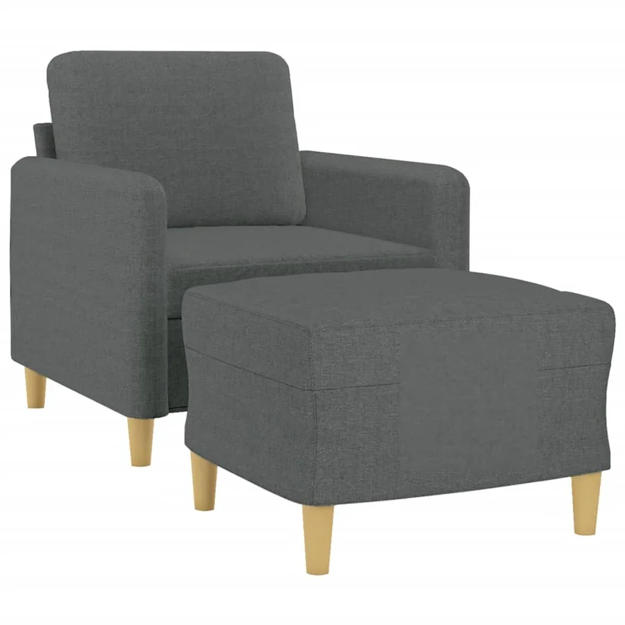 Fauteuil avec repose-pied Gris foncé 60 cm Tissu - 3