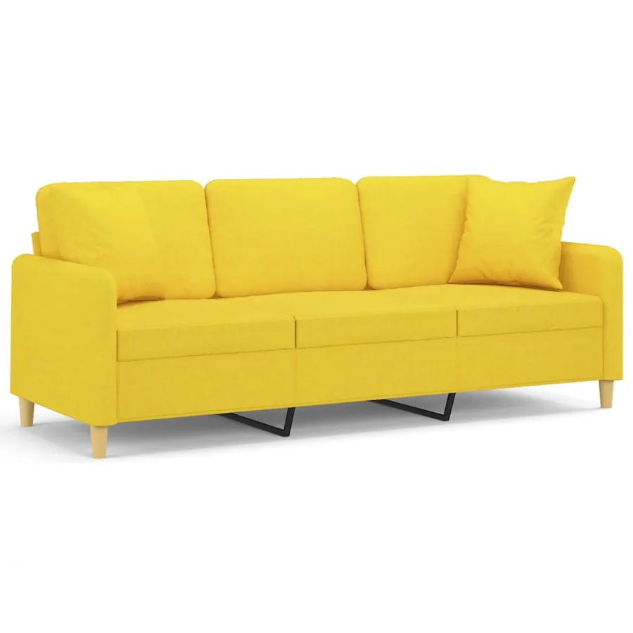 Canapé 3 places avec oreillers jaune clair 180 cm tissu - 2