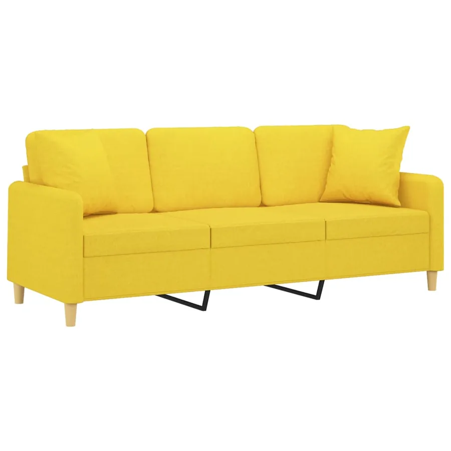 Canapé 3 places avec oreillers jaune clair 180 cm tissu - 3