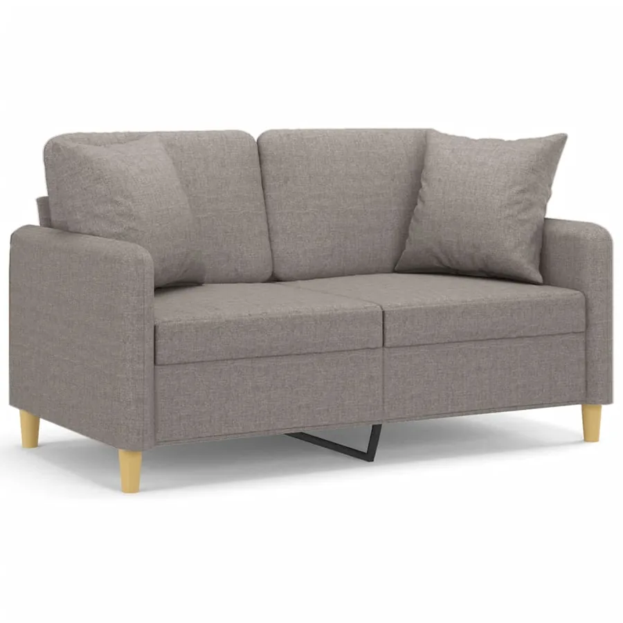 Canapé 2 places avec oreillers décoratifs taupe 120 cm tissu - 2