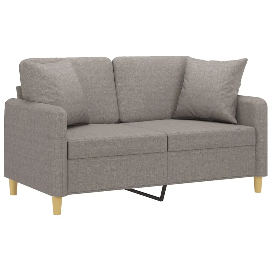 Canapé 2 places avec oreillers décoratifs taupe 120 cm tissu - 3