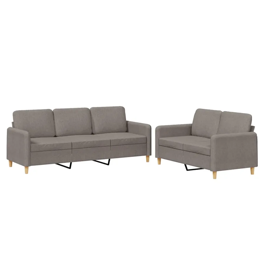 Ensemble de canapés 2 pcs avec coussins Taupe Tissu - 2