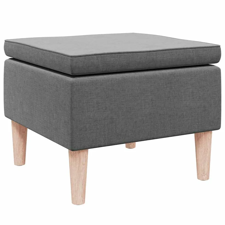 Tabouret avec pieds en bois Gris foncé Tissu - 2