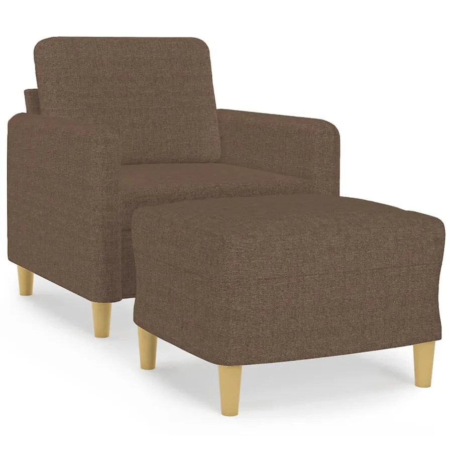 Fauteuil avec repose-pied Marron 60 cm Tissu - 2