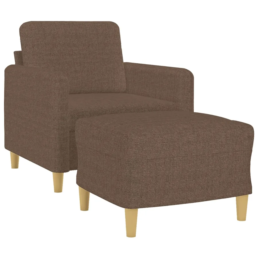 Fauteuil avec repose-pied Marron 60 cm Tissu - 3