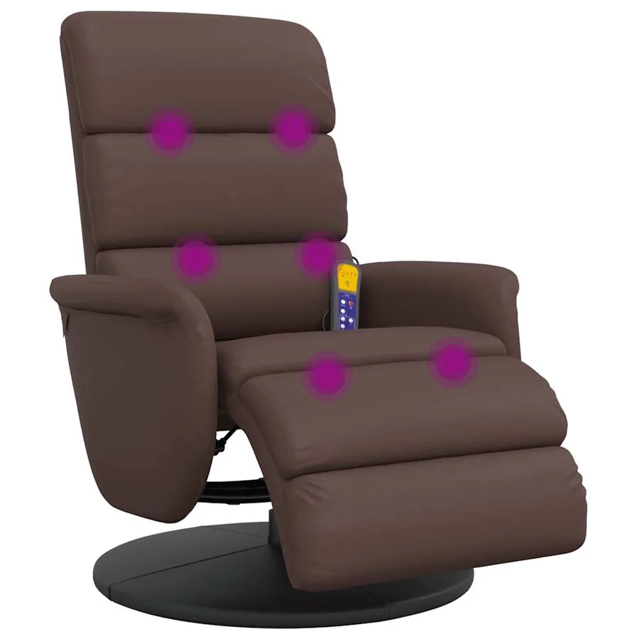 Fauteuil inclinable de massage repose-pieds marron similicuir - 2