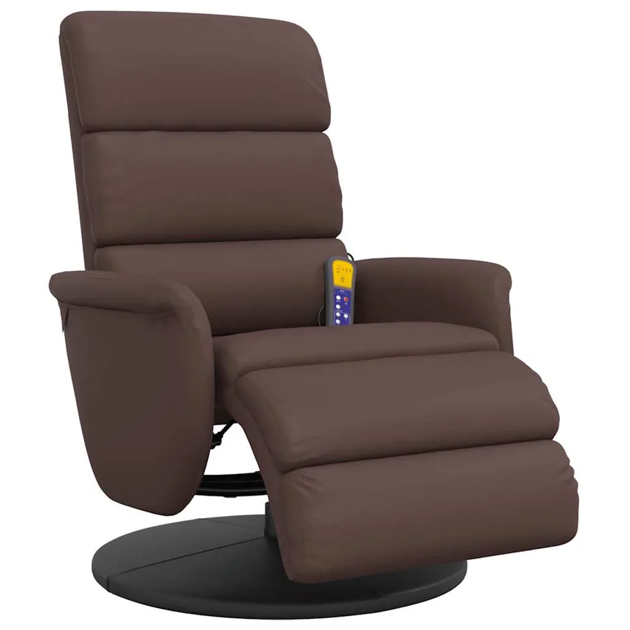 Fauteuil inclinable de massage repose-pieds marron similicuir - 3