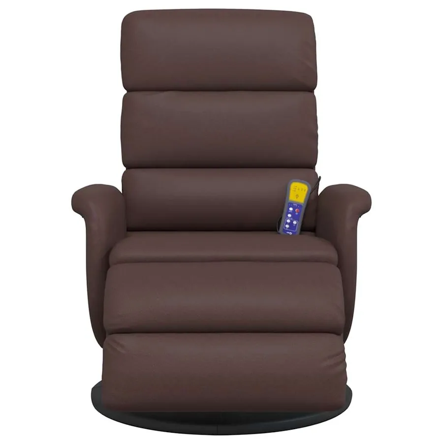 Fauteuil inclinable de massage repose-pieds marron similicuir - 4