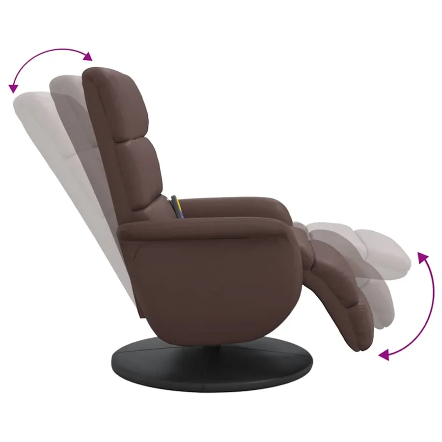 Fauteuil inclinable de massage repose-pieds marron similicuir - 7