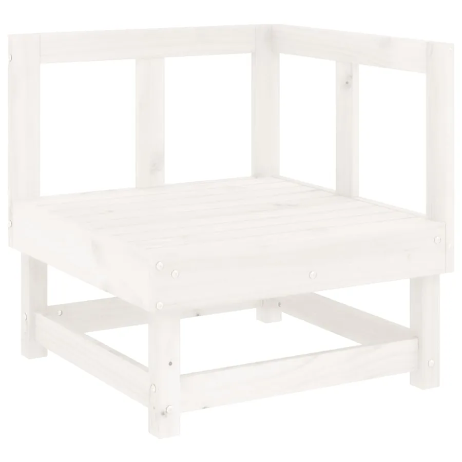 Salon de jardin 5 pcs blanc bois massif de pin - 3