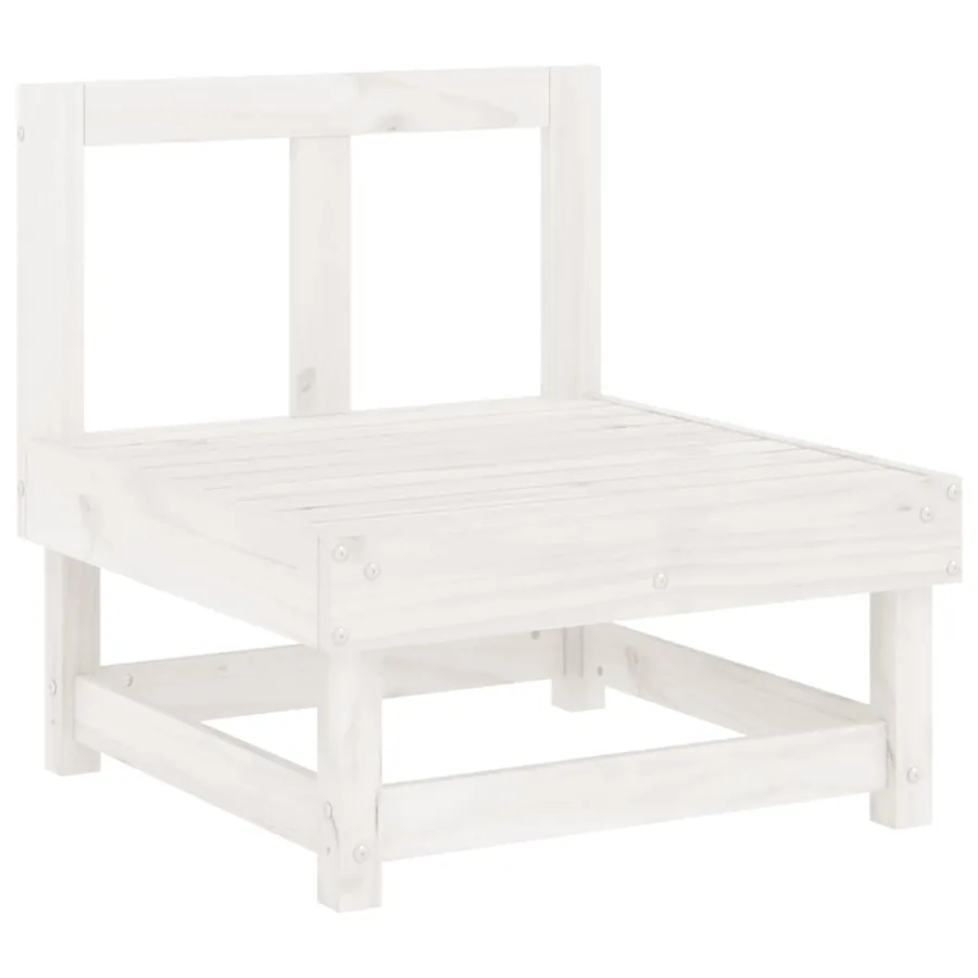 Salon de jardin 5 pcs blanc bois massif de pin - 4