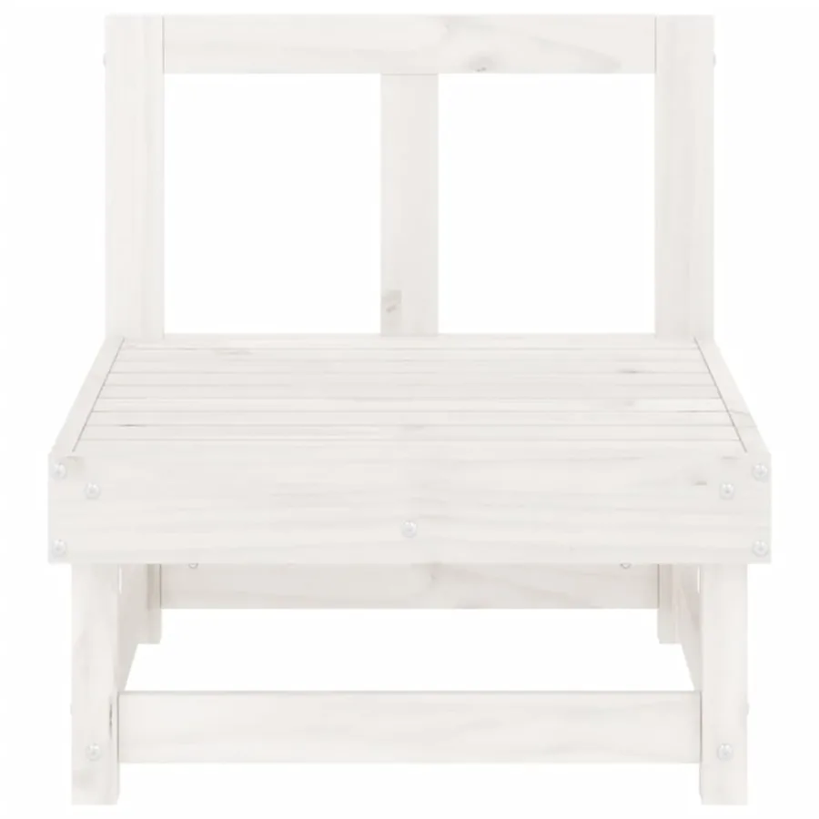 Canapé central de jardin blanc bois de pin massif - 3