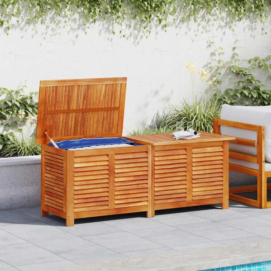 Boîte de rangement de jardin persiennes 150x50x56cm bois acacia - 3