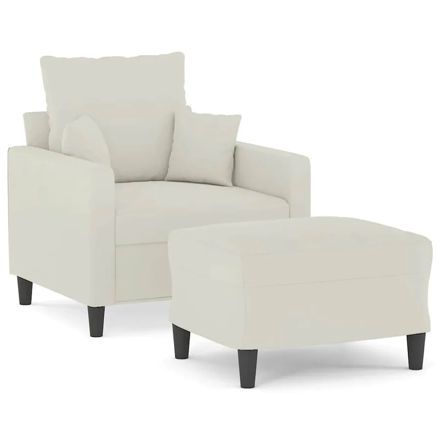 Fauteuil avec repose-pied Crème 60 cm Velours - 2