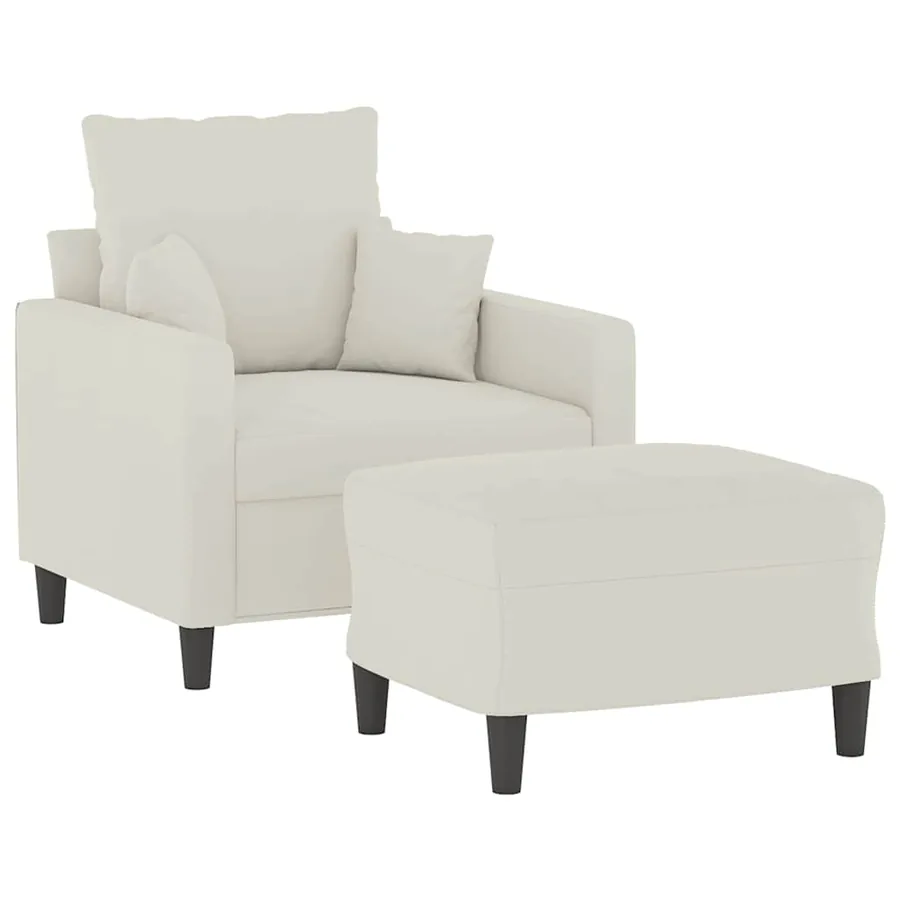 Fauteuil avec repose-pied Crème 60 cm Velours - 3