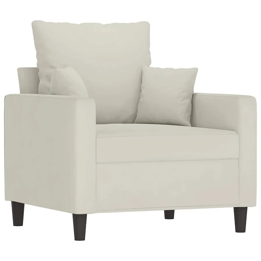 Fauteuil avec repose-pied Crème 60 cm Velours - 4