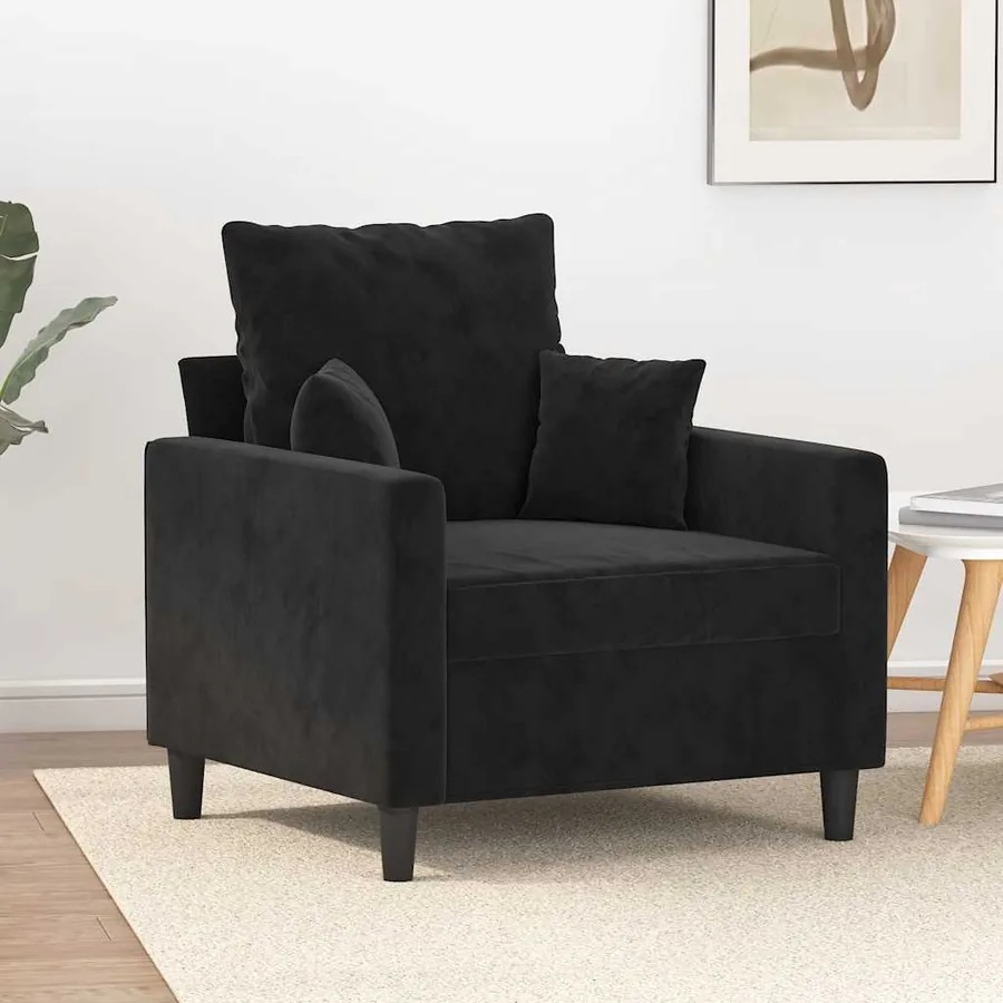 Fauteuil Noir 60 cm Velours