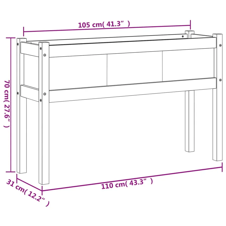 Jardinières avec pieds blanc 110x31x70 cm bois de pin massif - 11