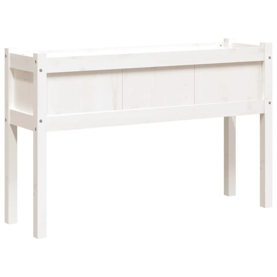 Jardinières avec pieds blanc 110x31x70 cm bois de pin massif - 7