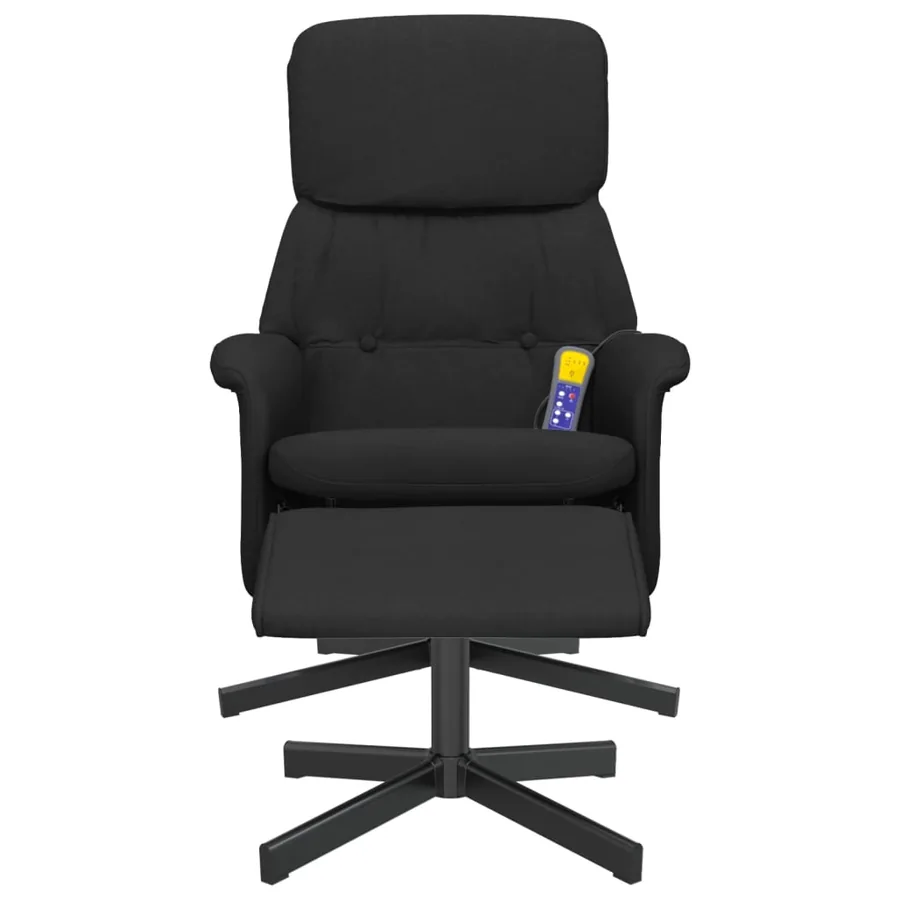 Fauteuil de massage inclinable avec repose-pied noir tissu - 4