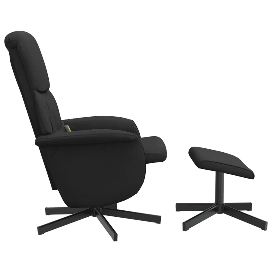 Fauteuil de massage inclinable avec repose-pied noir tissu - 5